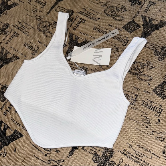 Zara NWT! White Seamless Corset Top Size M-L - Picture 4 of 13